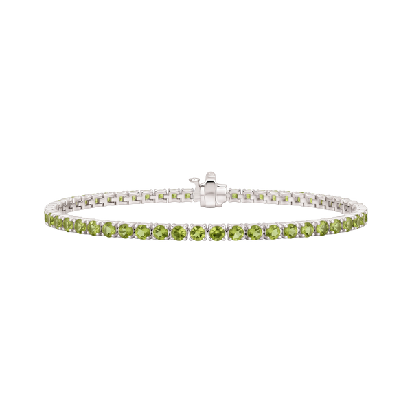 Tennis Bracelet with Peridot Stones (August Birthstones) in 18K Gold (1.75 mm - 4.0 mm)