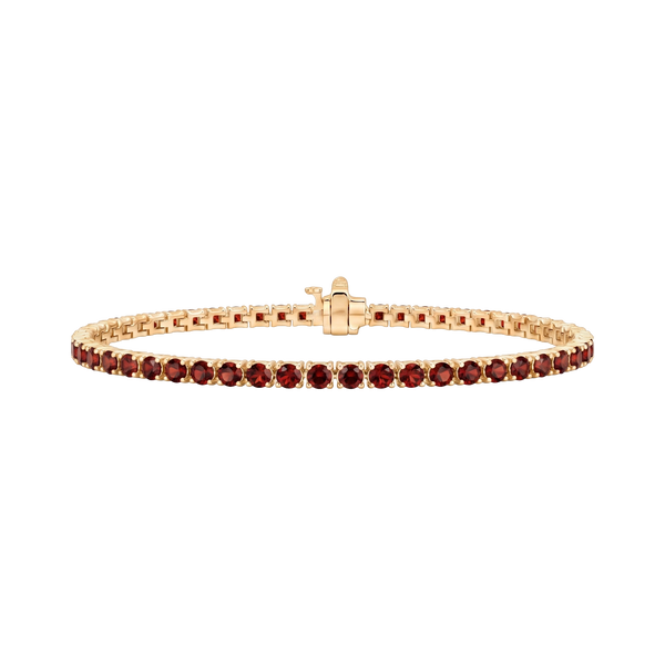 Tennis Bracelet with Garnet Stones (January Birthstones) in 18K Gold (1.75 mm - 4.0 mm)