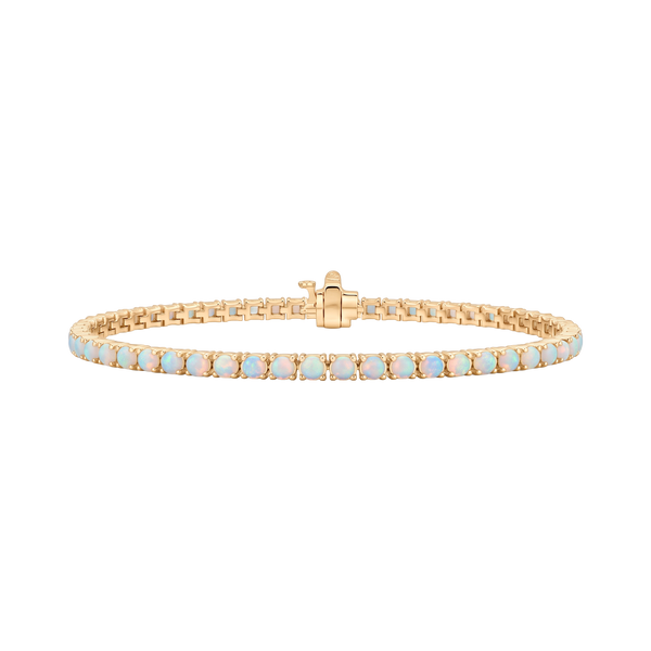 Tennis Bracelet with Opal Stones (October Birthstones) in 14K Gold (1.75 mm - 4.0 mm)