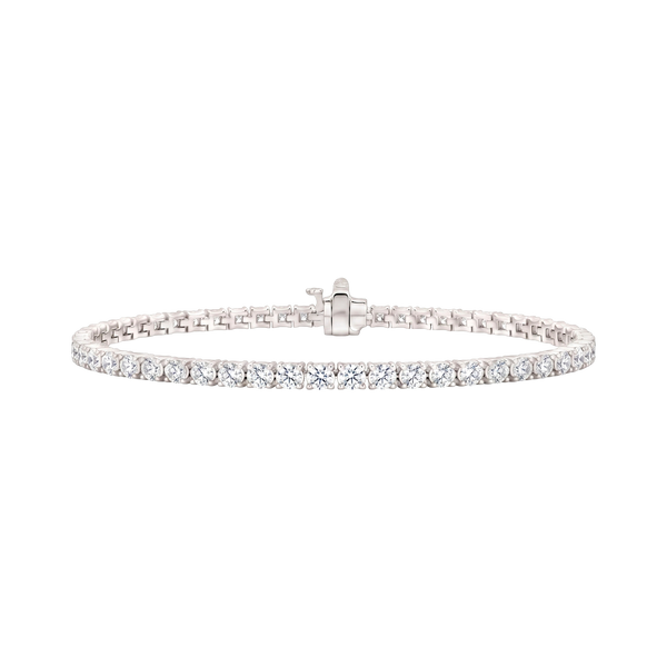 Tennis Bracelet with Natural Diamond Stones (April Birthstones) in 18K Gold (1.75 mm - 4.0 mm)