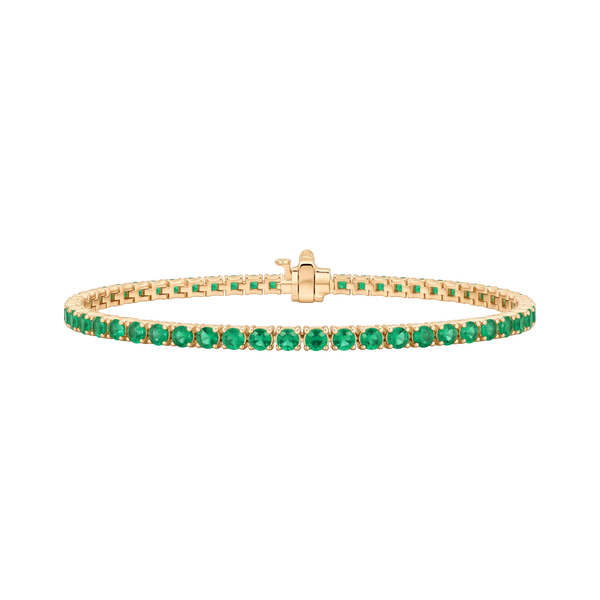 Tennis Bracelet with Emerald Stones (May Birthstones) in 18K Gold (1.75 mm - 4.0 mm)