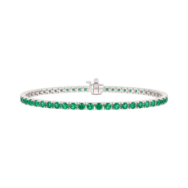 Tennis Bracelet with Emerald Stones (May Birthstones) in 14K Gold (1.75 mm - 4.0 mm)