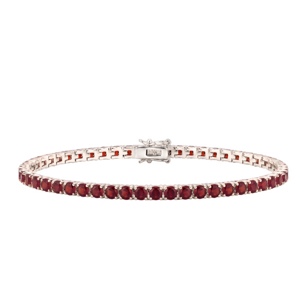 Tennis Bracelet with Garnet Colored CZ in Sterling Silver (2 mm - 4 mm)