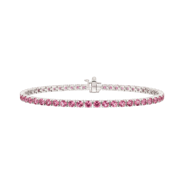 Tennis Bracelet with Tourmaline Stones (October Birthstones) in 18K Gold (1.75 mm - 4.0 mm)