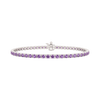 Tennis Bracelet with Amethyst Stones (February Birthstones) in 18K Gold (1.75 mm - 4.0 mm)