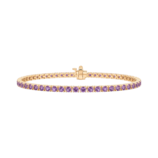 Tennis Bracelet with Amethyst Stones (February Birthstones) in 14K Gold (1.75 mm - 4.0 mm)