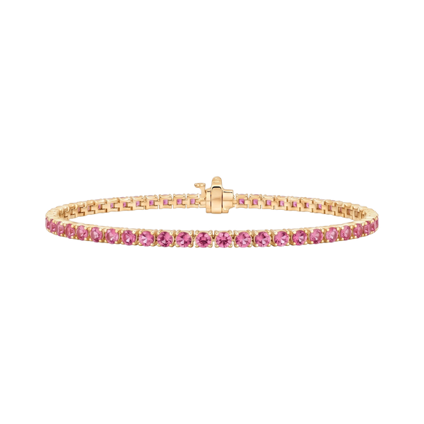 Tennis Bracelet with Tourmaline Stones (October Birthstones) in 18K Gold (1.75 mm - 4.0 mm)
