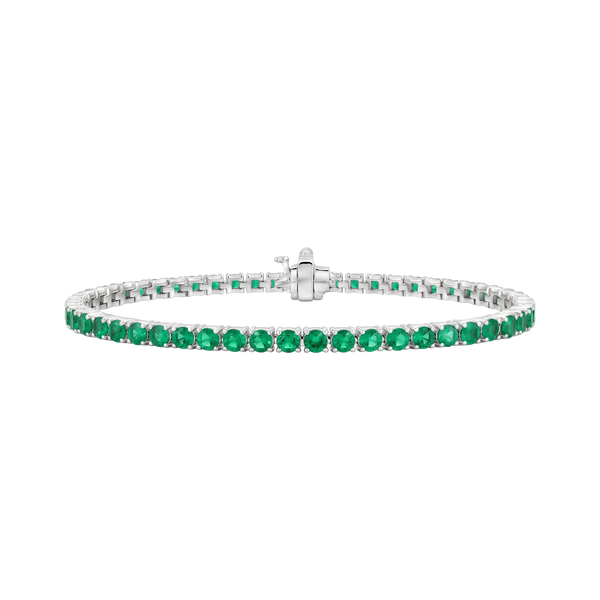 Tennis Bracelet with Emerald Stones (May Birthstones) in 18K Gold (1.75 mm - 4.0 mm)