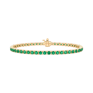 Tennis Bracelet with Emerald Stones (May Birthstones) in 18K Gold (1.75 mm - 4.0 mm)