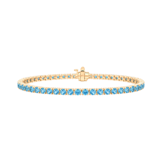 Tennis Bracelet with Blue Topaz Stones (December Birthstones) in 14K Gold (1.75 mm - 4.0 mm)
