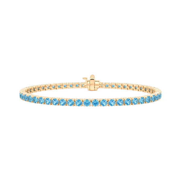 Tennis Bracelet with Blue Topaz Stones (December Birthstones) in 18K Gold (1.75 mm - 4.0 mm)