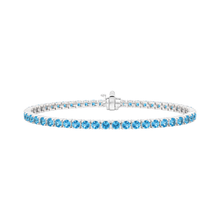 Tennis Bracelet with Blue Topaz Stones (December Birthstones) in 14K Gold (1.75 mm - 4.0 mm)