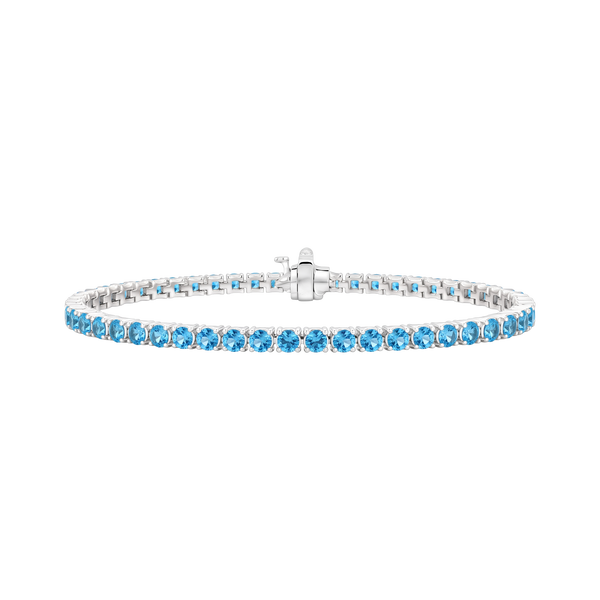 Tennis Bracelet with Blue Topaz Stones (December Birthstones) in 14K Gold (1.75 mm - 4.0 mm)