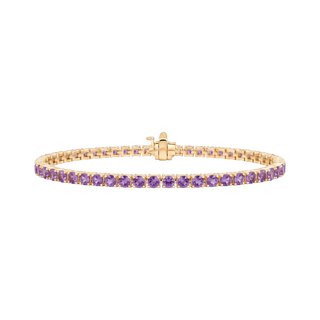 Tennis Bracelet with Amethyst Stones (February Birthstones) in 18K Gold (1.75 mm - 4.0 mm)