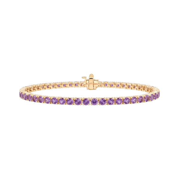 Tennis Bracelet with Amethyst Stones (February Birthstones) in 14K Gold (1.75 mm - 4.0 mm)