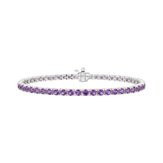 Tennis Bracelet with Amethyst Stones (February Birthstones) in 18K Gold (1.75 mm - 4.0 mm)