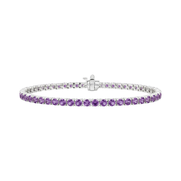 Tennis Bracelet with Amethyst Stones (February Birthstones) in 14K Gold (1.75 mm - 4.0 mm)
