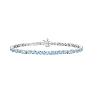 Tennis Bracelet with Aquamarine Stones (March Birthstones) in 18K Gold (1.75 mm - 4.0 mm)