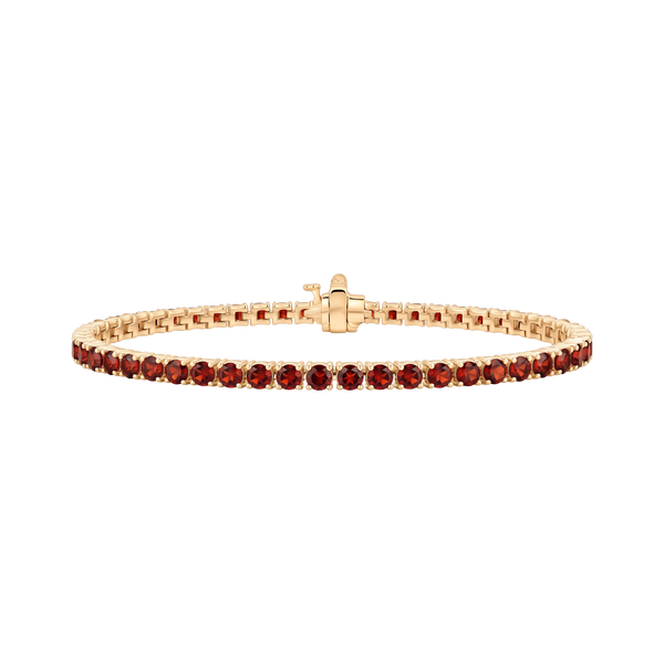 Tennis Bracelet with Garnet Stones (January Birthstones) in 18K Gold (1.75 mm - 4.0 mm)