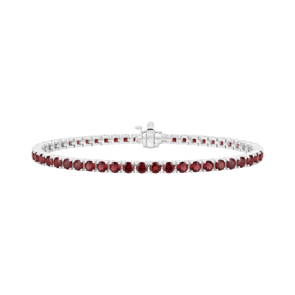 Tennis Bracelet with Garnet Stones (January Birthstones) in 18K Gold (1.75 mm - 4.0 mm)