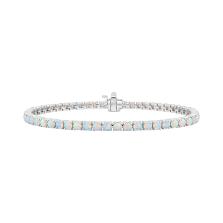 Tennis Bracelet with Opal Stones (October Birthstones) in 18K Gold (1.75 mm - 4.0 mm)