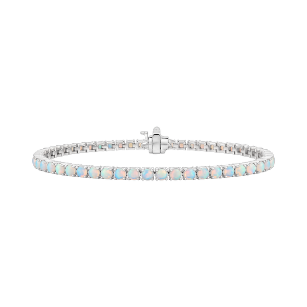 Tennis Bracelet with Opal Stones (October Birthstones) in 18K Gold (1.75 mm - 4.0 mm)