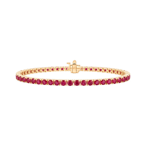 Tennis Bracelet with Ruby Stones (July Birthstones) in 14K Gold (1.75 mm - 4.0 mm)