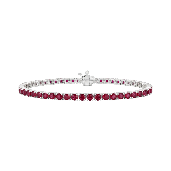 Tennis Bracelet with Ruby Stones (July Birthstones) in 14K Gold (1.75 mm - 4.0 mm)