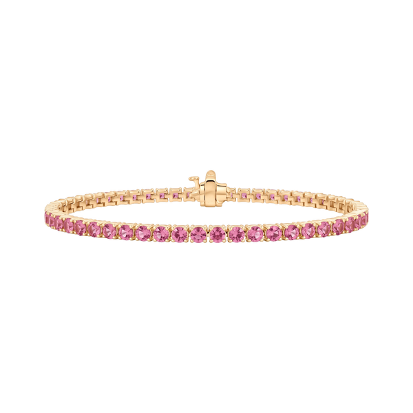 Tennis Bracelet with Tourmaline Stones (October Birthstones) in 18K Gold (1.75 mm - 4.0 mm)