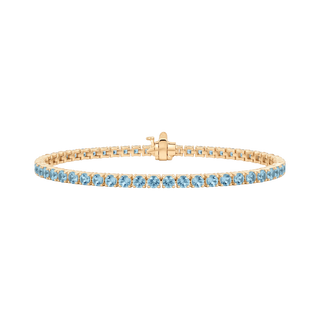 Tennis Bracelet with Aquamarine Stones (March Birthstones) in 18K Gold (1.75 mm - 4.0 mm)
