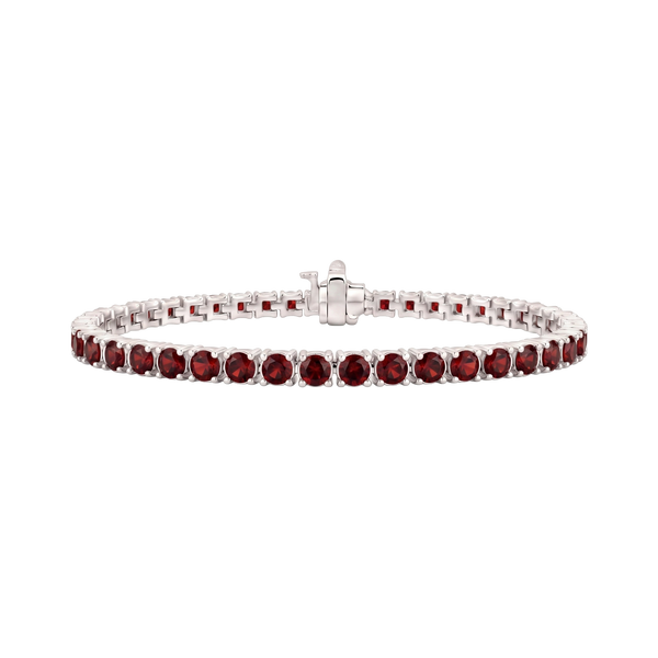 Tennis Bracelet with Garnet Stones (January Birthstones) in 18K Gold (1.75 mm - 4.0 mm)
