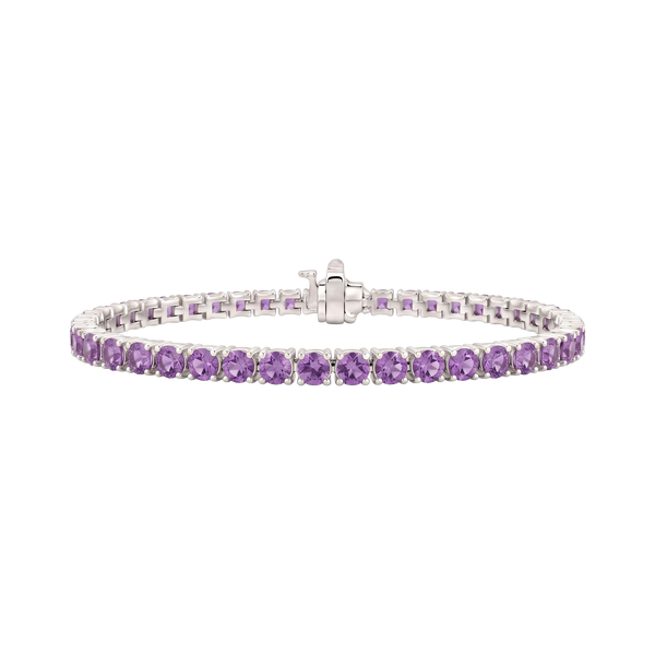 Tennis Bracelet with Amethyst Stones (February Birthstones) in 14K Gold (1.75 mm - 4.0 mm)