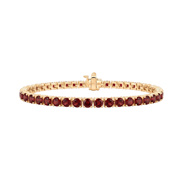 Tennis Bracelet with Garnet Stones (January Birthstones) in 18K Gold (1.75 mm - 4.0 mm)