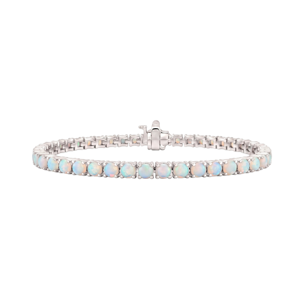 Tennis Bracelet with Opal Stones (October Birthstones) in 14K Gold (1.75 mm - 4.0 mm)