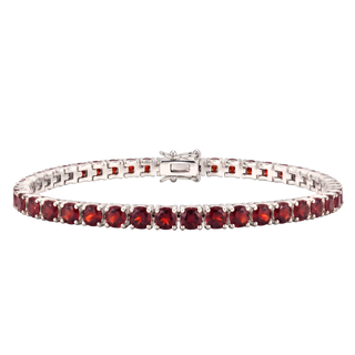 Tennis Bracelet with Garnet Colored CZ in Sterling Silver (2 mm - 4 mm)