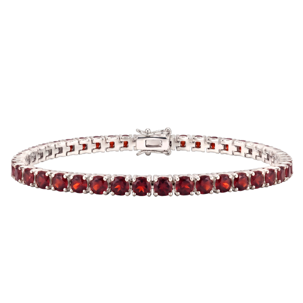 Tennis Bracelet with Garnet Colored CZ in Sterling Silver (2 mm - 4 mm)