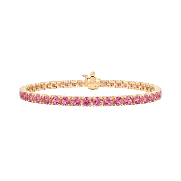 Tennis Bracelet with Tourmaline Stones (October Birthstones) in 18K Gold (1.75 mm - 4.0 mm)