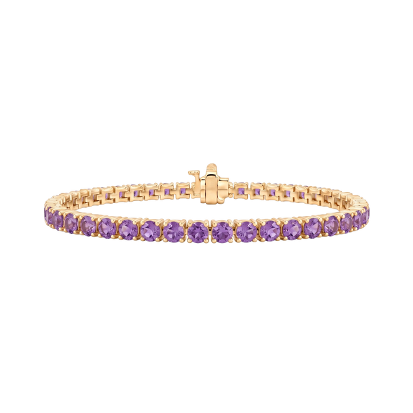 Tennis Bracelet with Amethyst Stones (February Birthstones) in 18K Gold (1.75 mm - 4.0 mm)