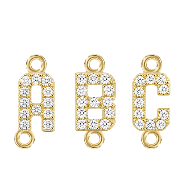 Small Initial Charm with Natural Diamonds with 2 Jump Rings (.005 ct)