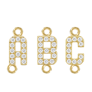 Small Initial Charm with Lab Grown Diamonds with 2 Jump Rings (.005 ct)