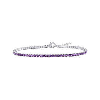 Tennis Bracelet with Alexandrite Colored CZ in Sterling Silver (2 mm - 4 mm)