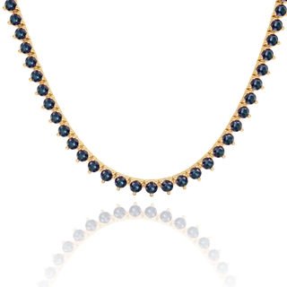 Tennis Necklace with Alexandrite Stones (June Birthstones) in 18K Gold (1.75 mm - 4.0 mm)