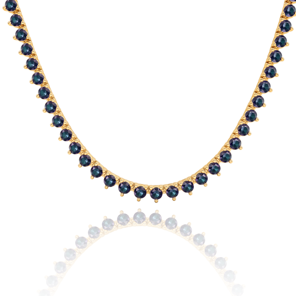 Tennis Necklace with Alexandrite Stones (June Birthstones) in 14K Gold (1.75 mm - 4.0 mm)