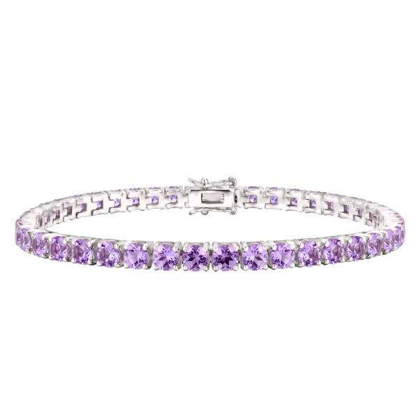 Tennis Bracelet with Alexandrite Colored CZ in Sterling Silver (2 mm - 4 mm)