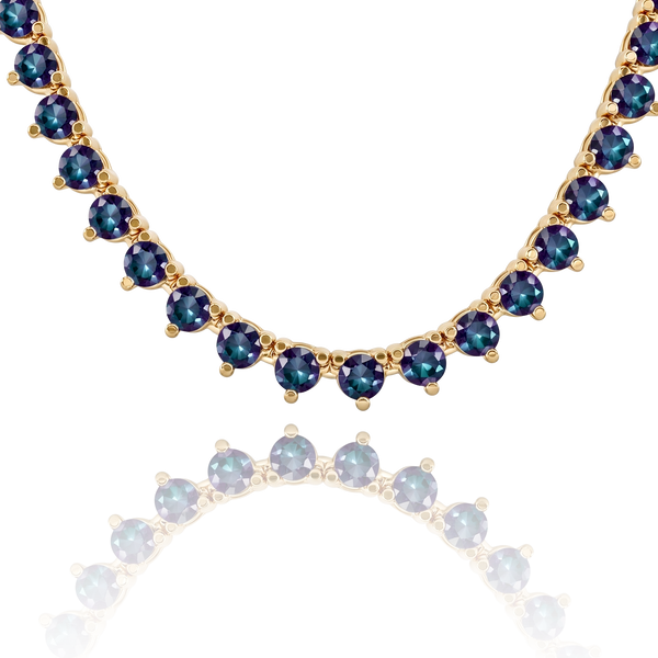 Tennis Necklace with Alexandrite Stones (June Birthstones) in 14K Gold (1.75 mm - 4.0 mm)