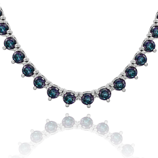Tennis Necklace with Alexandrite Stones (June Birthstones) in 18K Gold (1.75 mm - 4.0 mm)