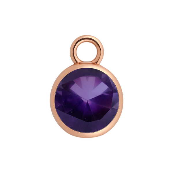 Diamond or Gemstone Bezel Drop Charm in 14K Rose Gold