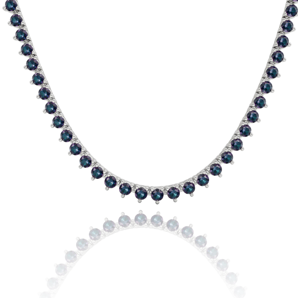 Tennis Necklace with Alexandrite Stones (June Birthstones) in 14K Gold (1.75 mm - 4.0 mm)