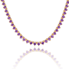 Tennis Necklace with Amethyst Stones (February Birthstones) in 14K Gold (1.75 mm - 4.0 mm)