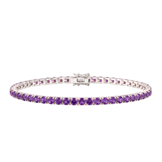 Tennis Bracelet with Amethyst Colored CZ in Sterling Silver (2 mm - 4 mm)